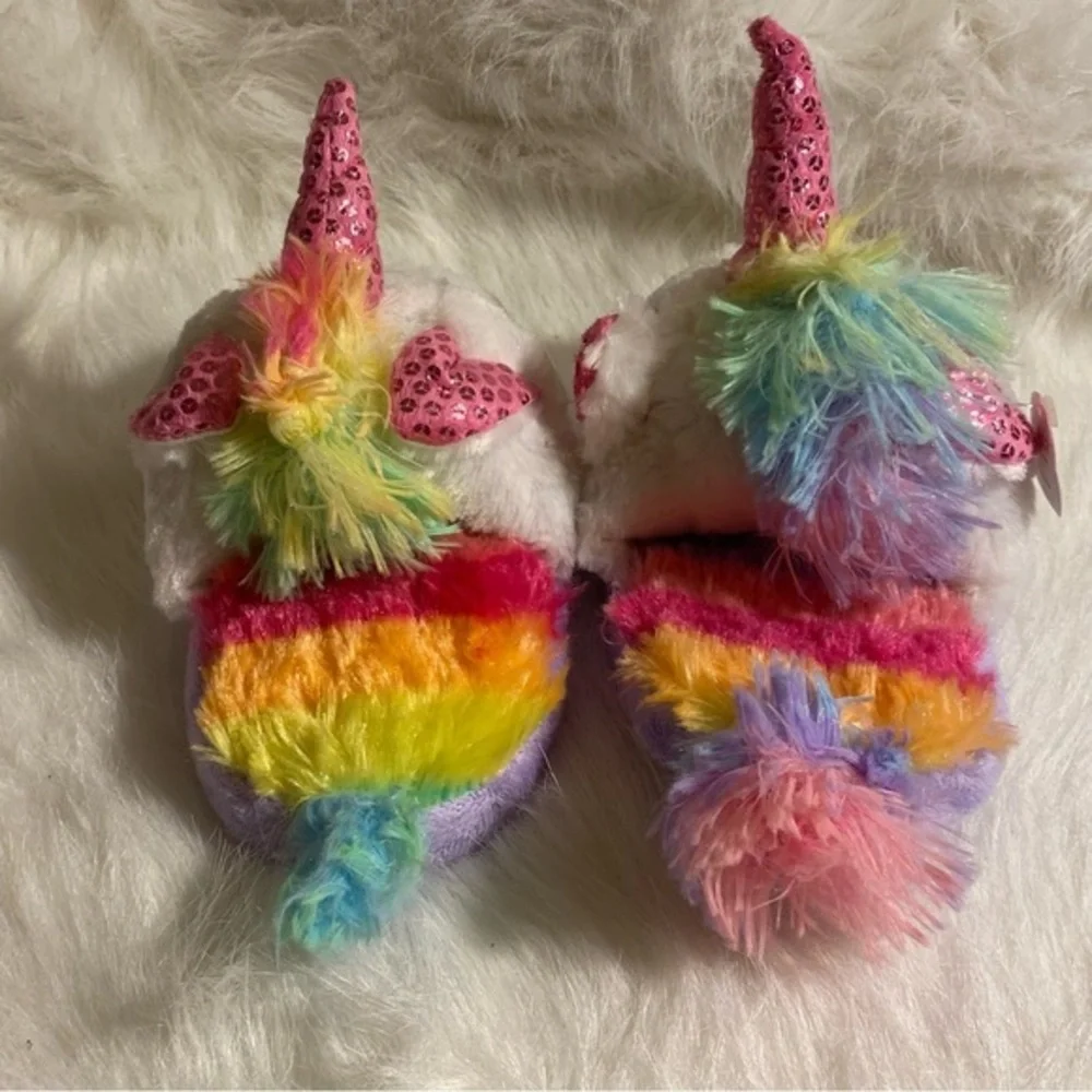 Wonder Nation Girls Size 11-12 Slippers‎ Unicorn New